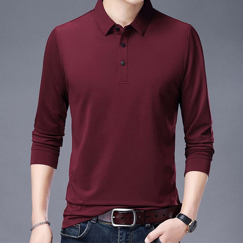 2024 nueva camiseta de manga larga con solapa para hombre