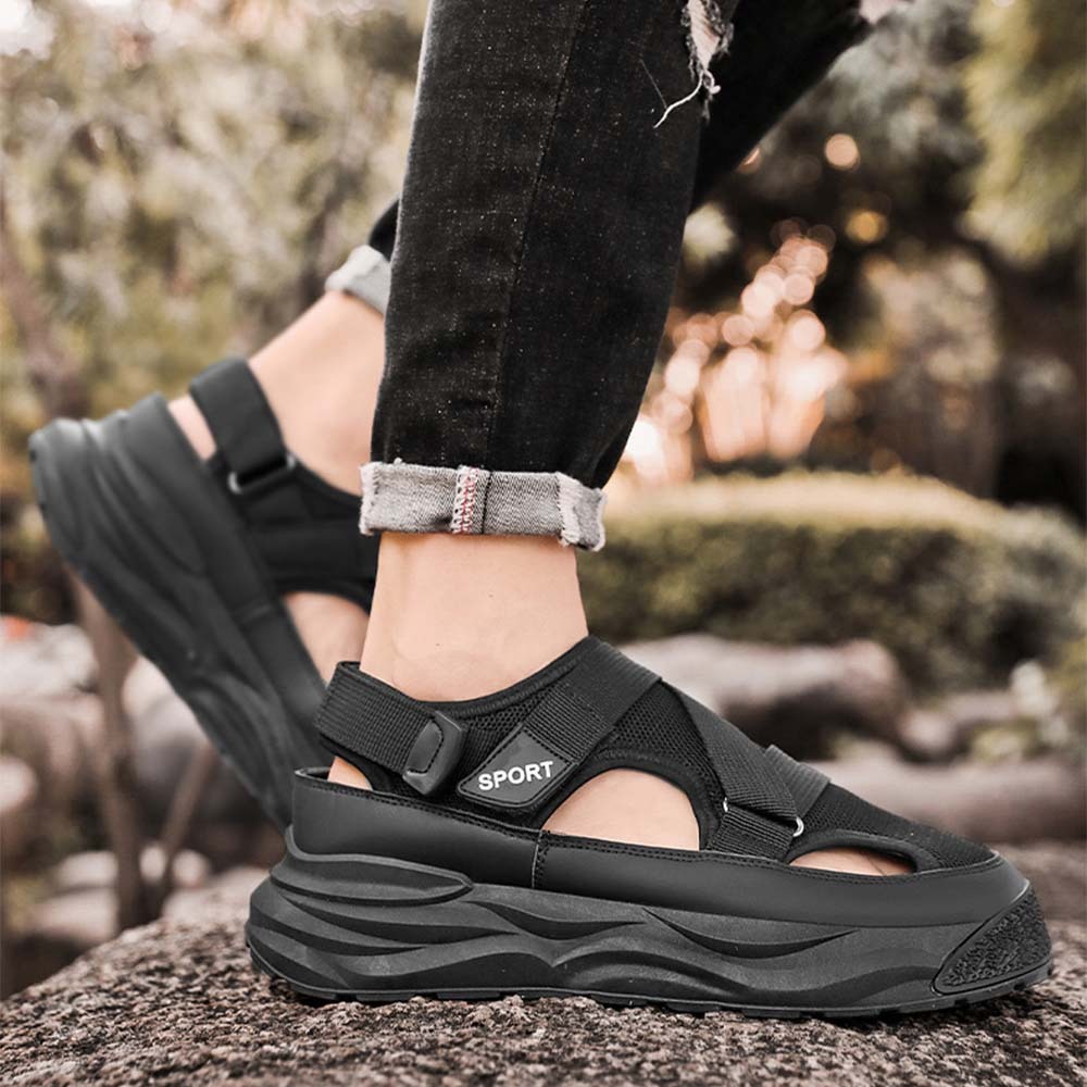 Sandalias deportivas con suela gruesa y velcro transpirable para hombre