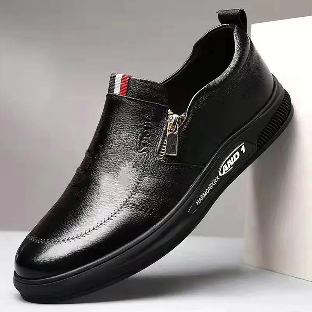 Mocasines con cremallera de moda transpirable para hombres de estilo británico