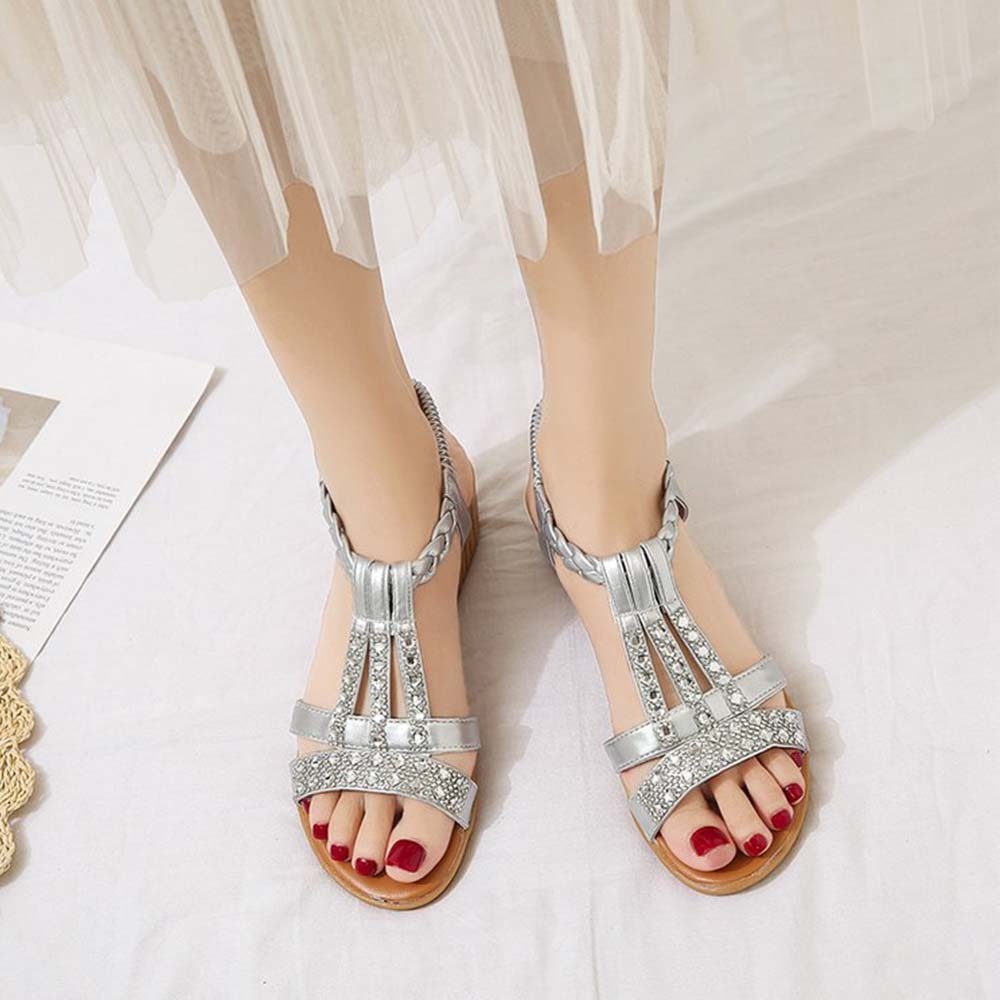 Boho Women's Fashionable Rhinestone Beach Sandals
