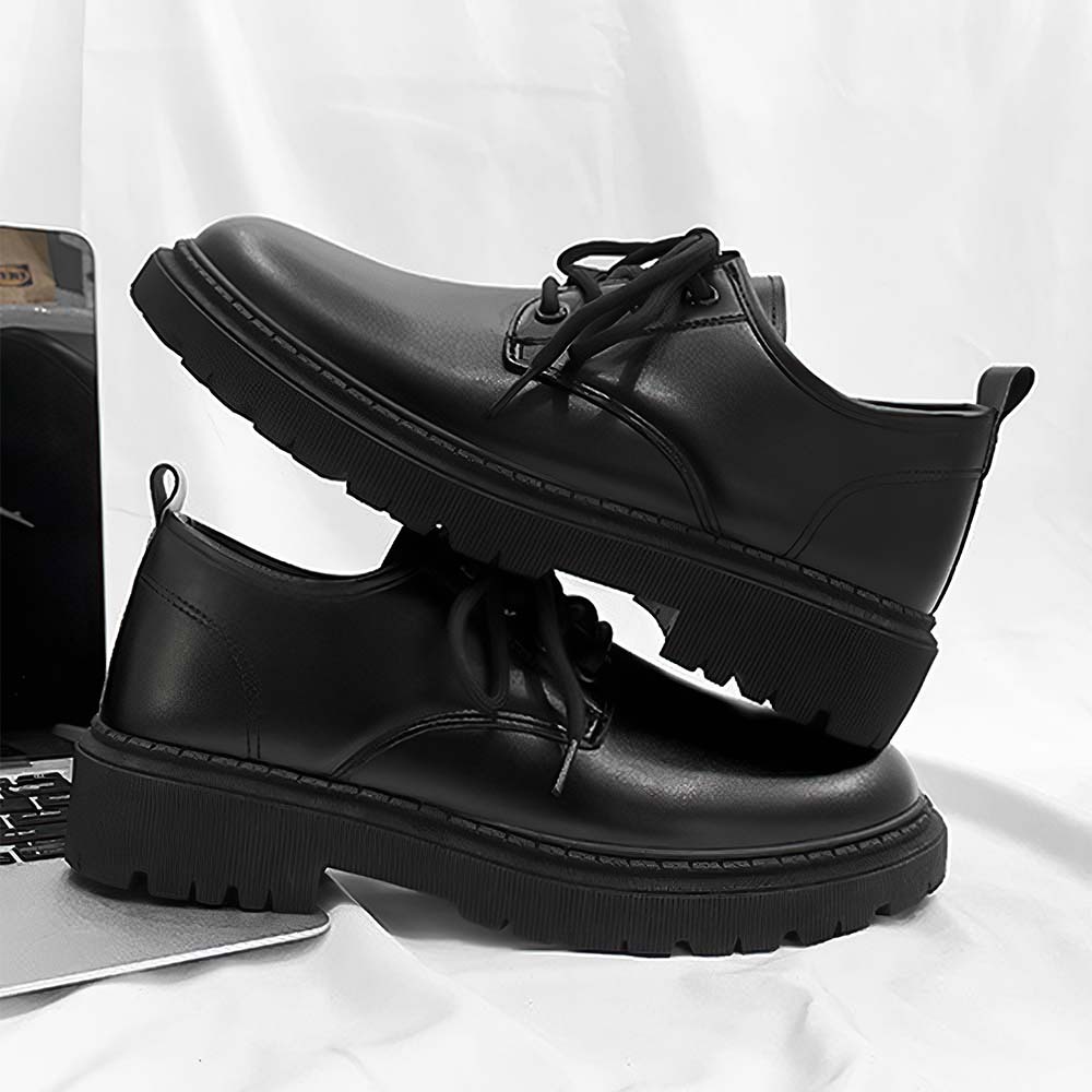 Nuevos zapatos de cuero con cordones de estilo británico para hombre