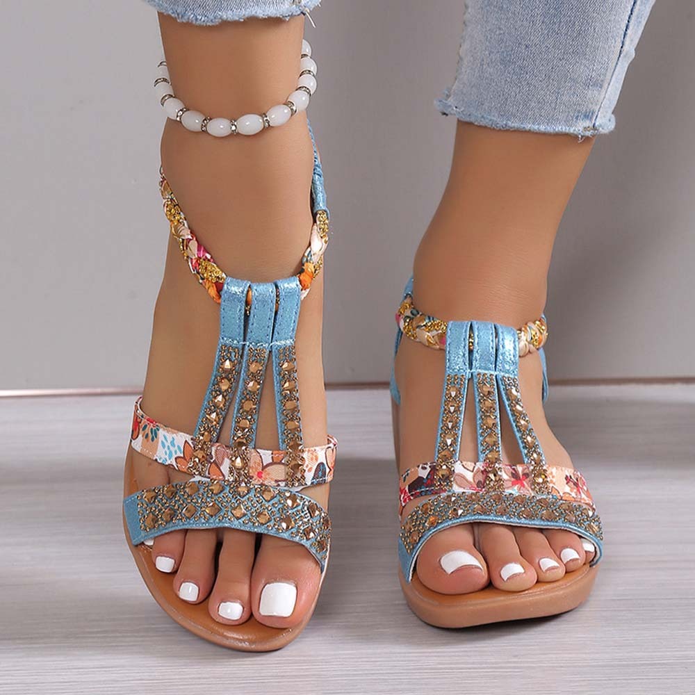 Boho Women's Fashionable Rhinestone Beach Sandals