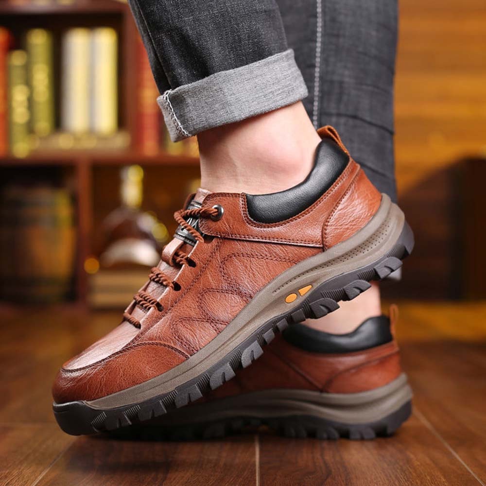 Olivoslindo Zapatos de senderismo de cuero cosidos a mano para hombre