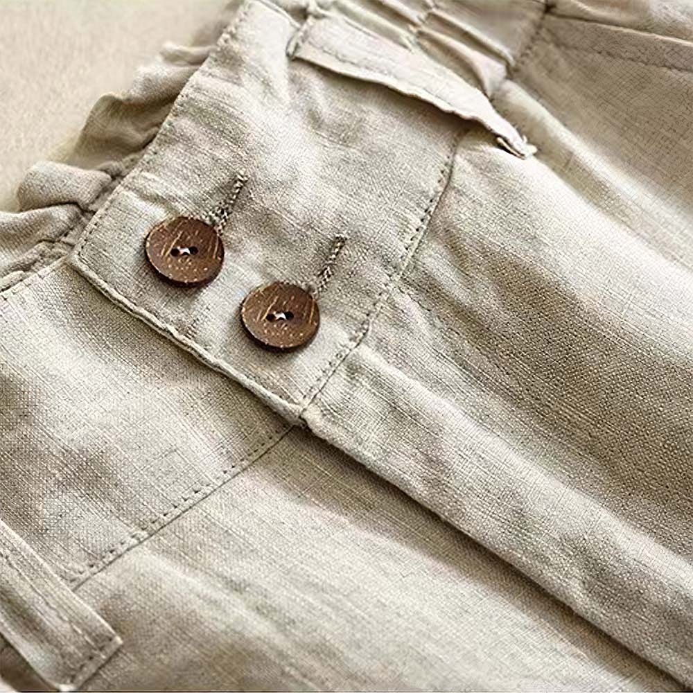 Women's Breathable and Comfortable Linen High Waisted Wide Leg Pants