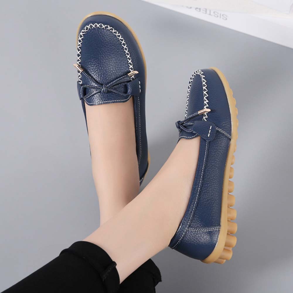 Mocasines de cuero con suela suave y transpirable para mujer Zapatos casuales