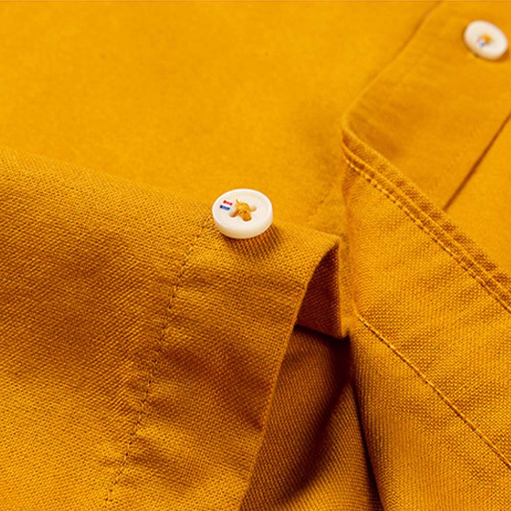 Smiledeer New Men's Cotton Oxford Anti-Wrinkle Stand Collar Long Sleeve Shirt