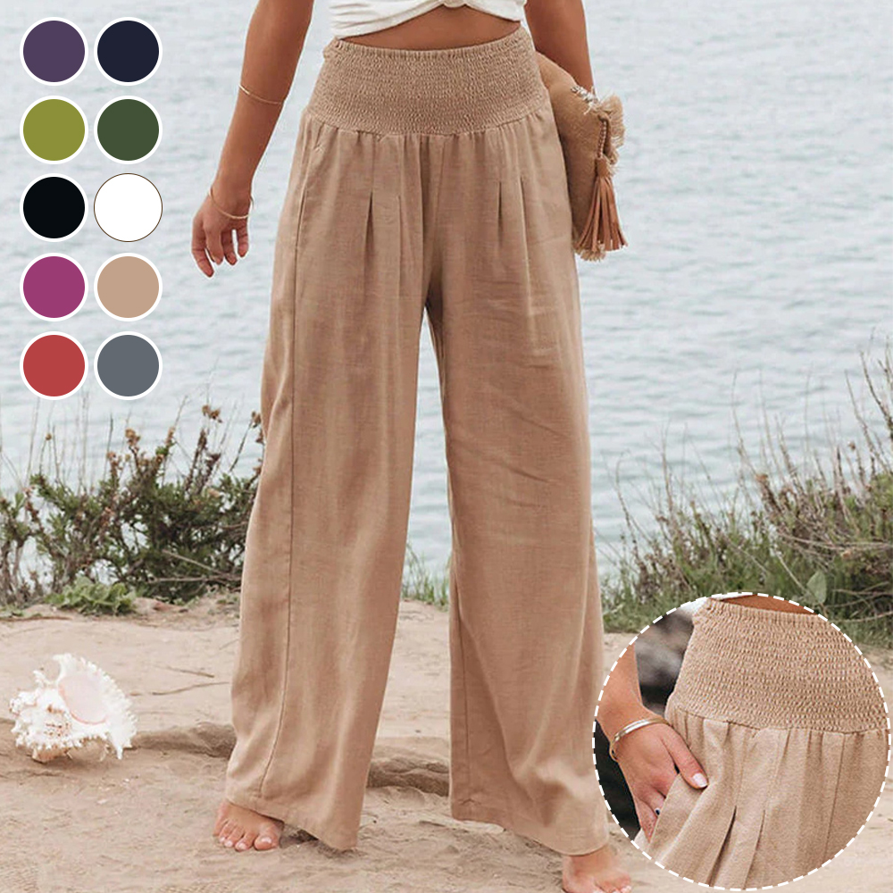 Summer new women's cotton and linen casual loose wide-leg pants