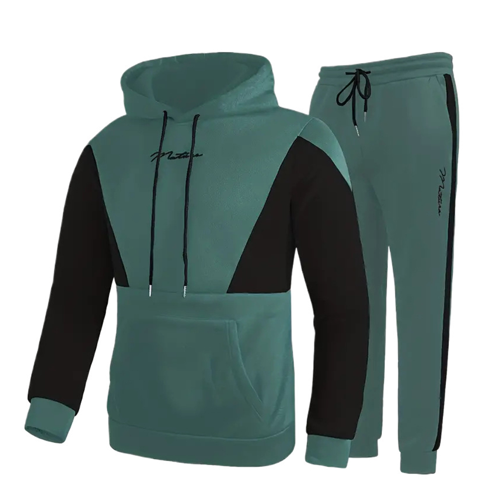 Alberchris Men's Hooded Sweatshirt + Trousers Sports Suit