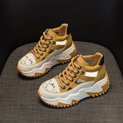 Smiledeer Women's comfortable thick-soled 7CM sneakers lace-up sandals