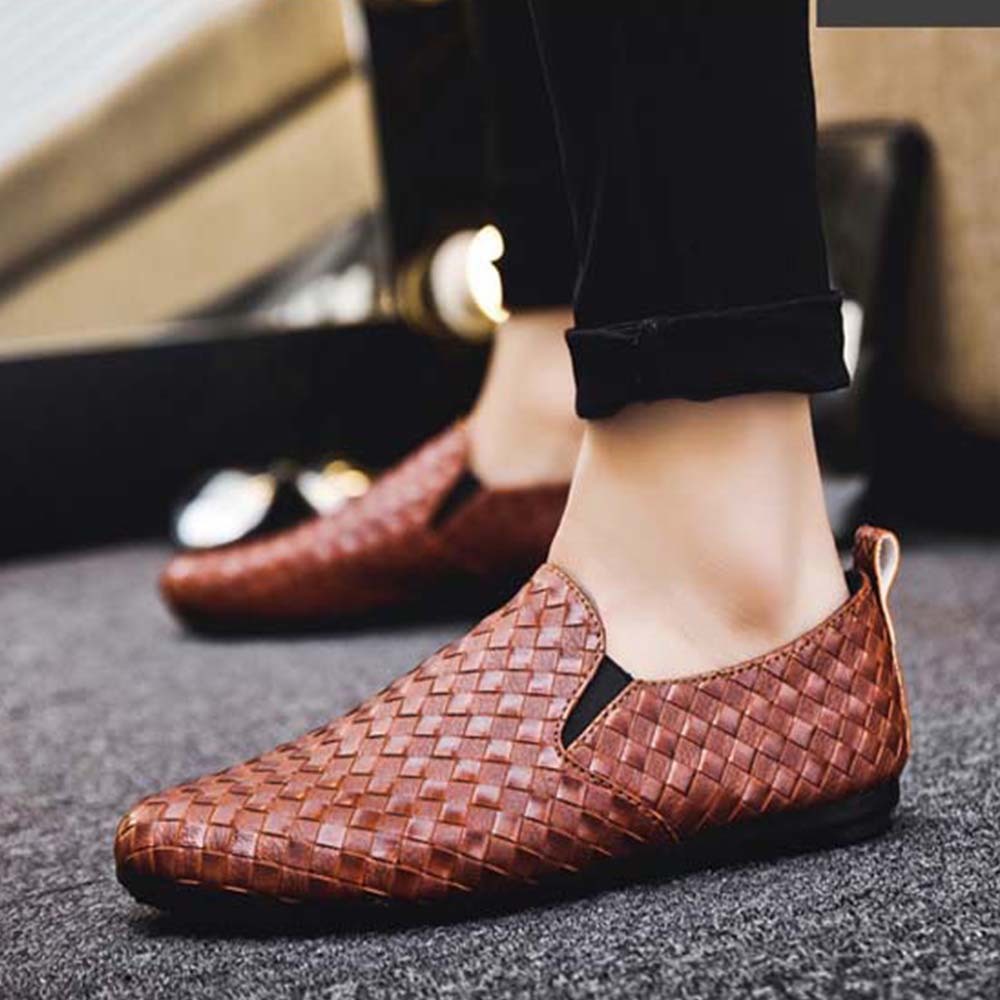 Hojanaranja Mocasines informales sin cordones de piel elástica para hombre