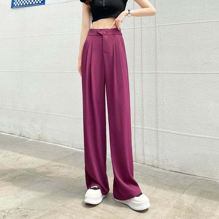 Ladies casual loose high waist suit pants
