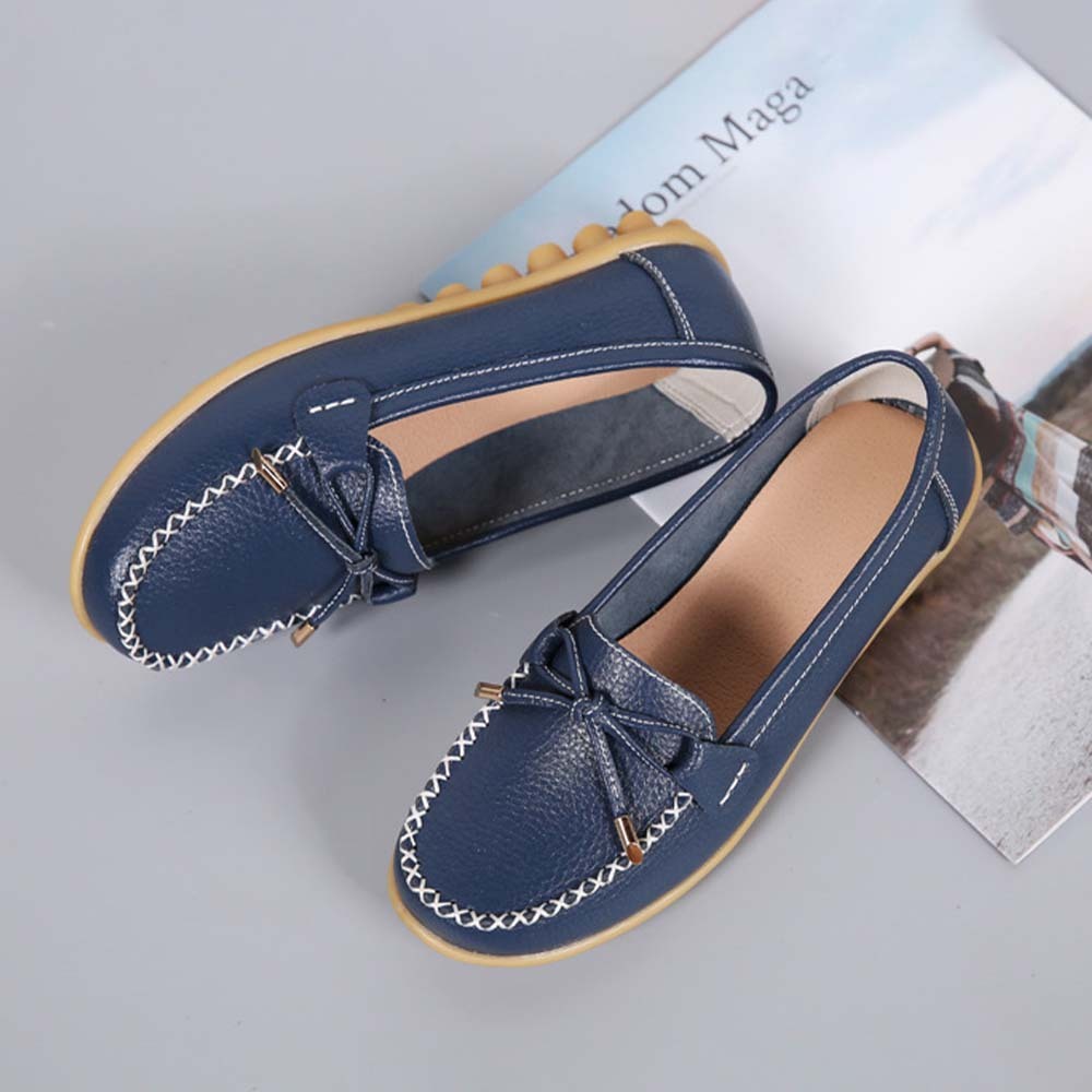 Mocasines de cuero con suela suave y transpirable para mujer Zapatos casuales