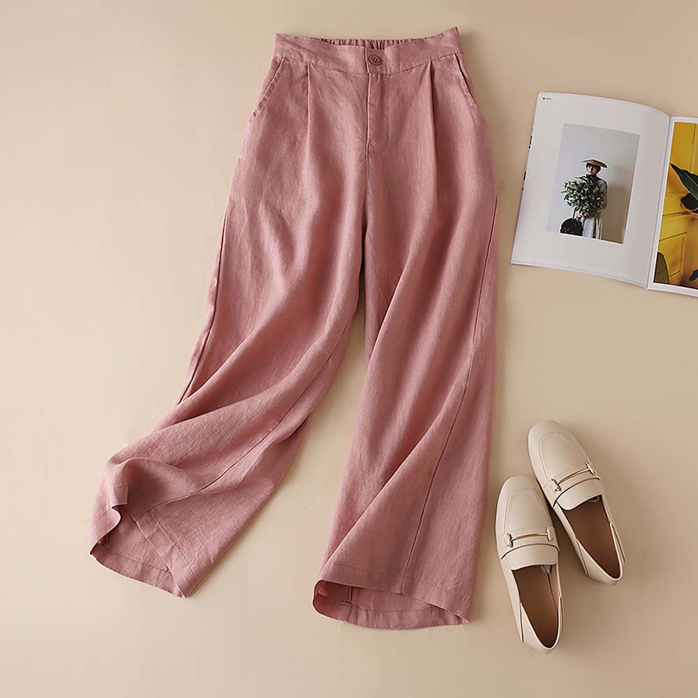 2024 pantalones anchos de algodón y lino transpirables de primavera y verano