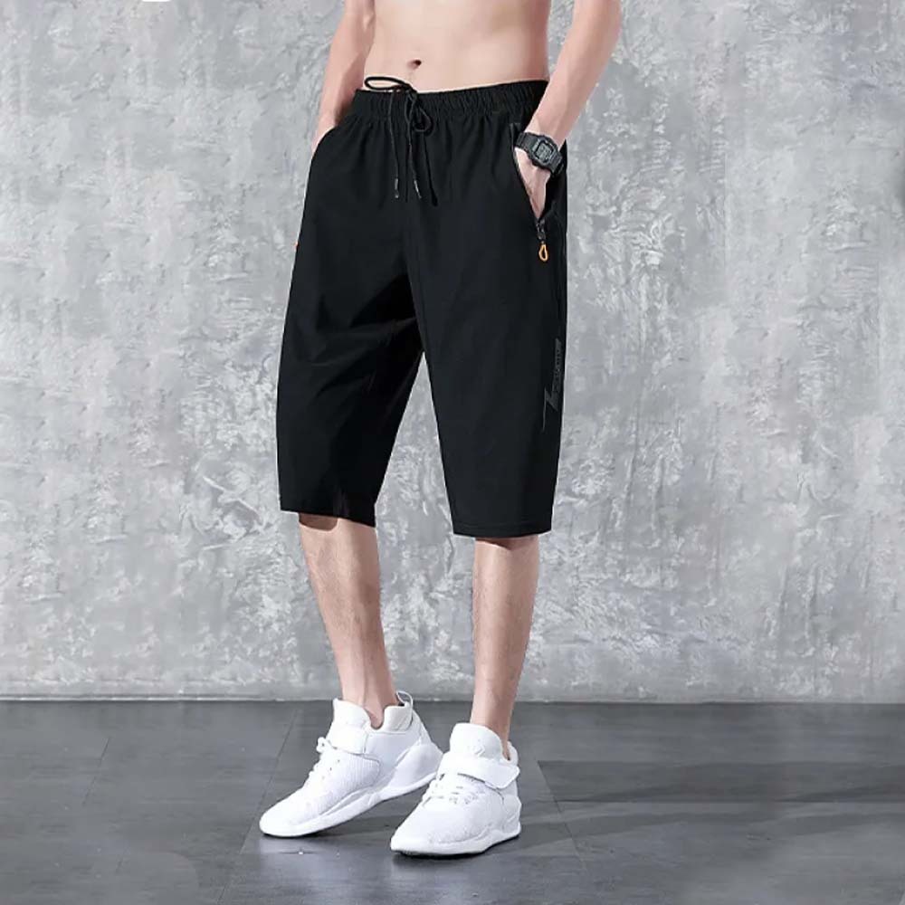 Pantalones deportivos casuales de talla grande rectos de seda de hielo elásticos finos para hombre