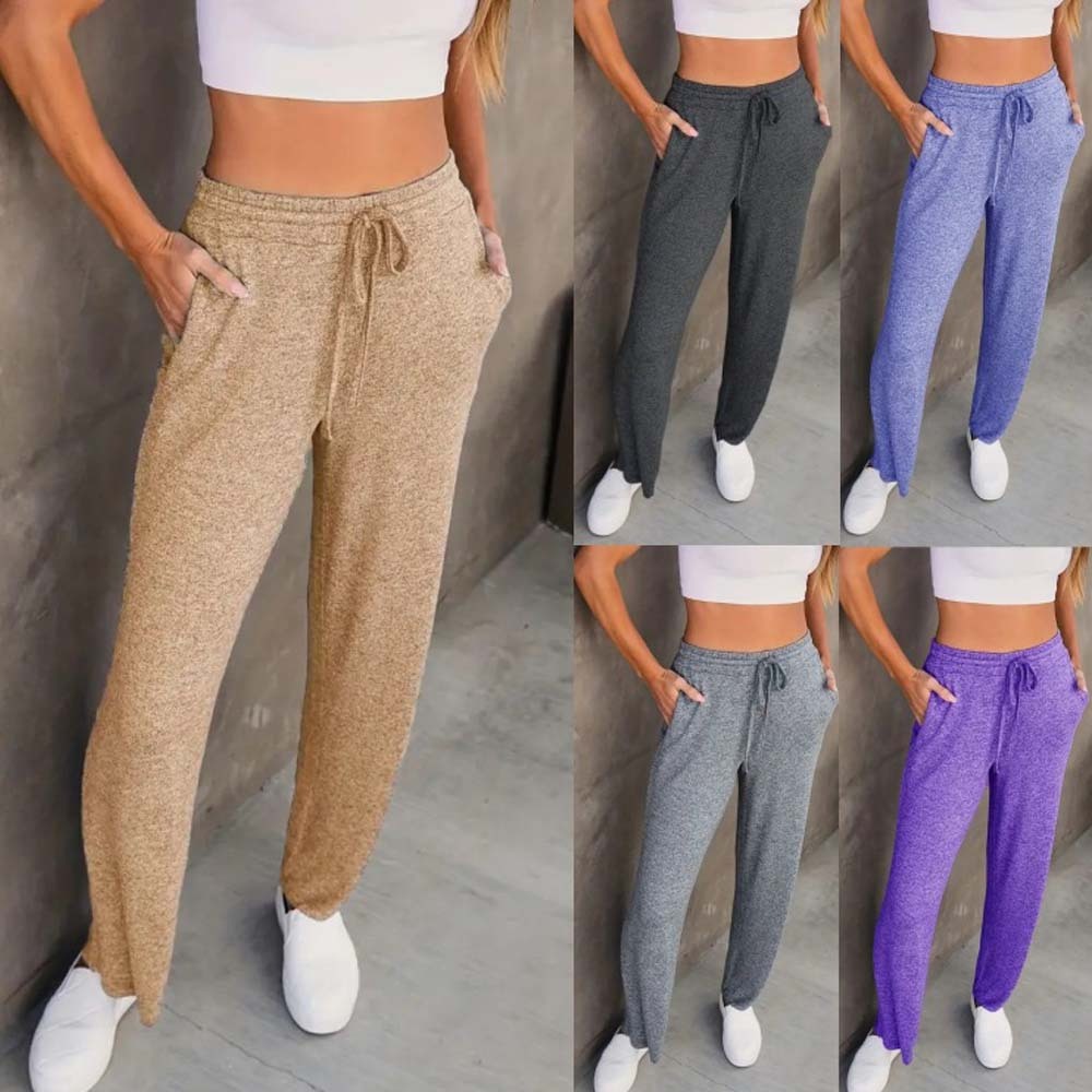 Women's simple loose lace-up casual sweatpants