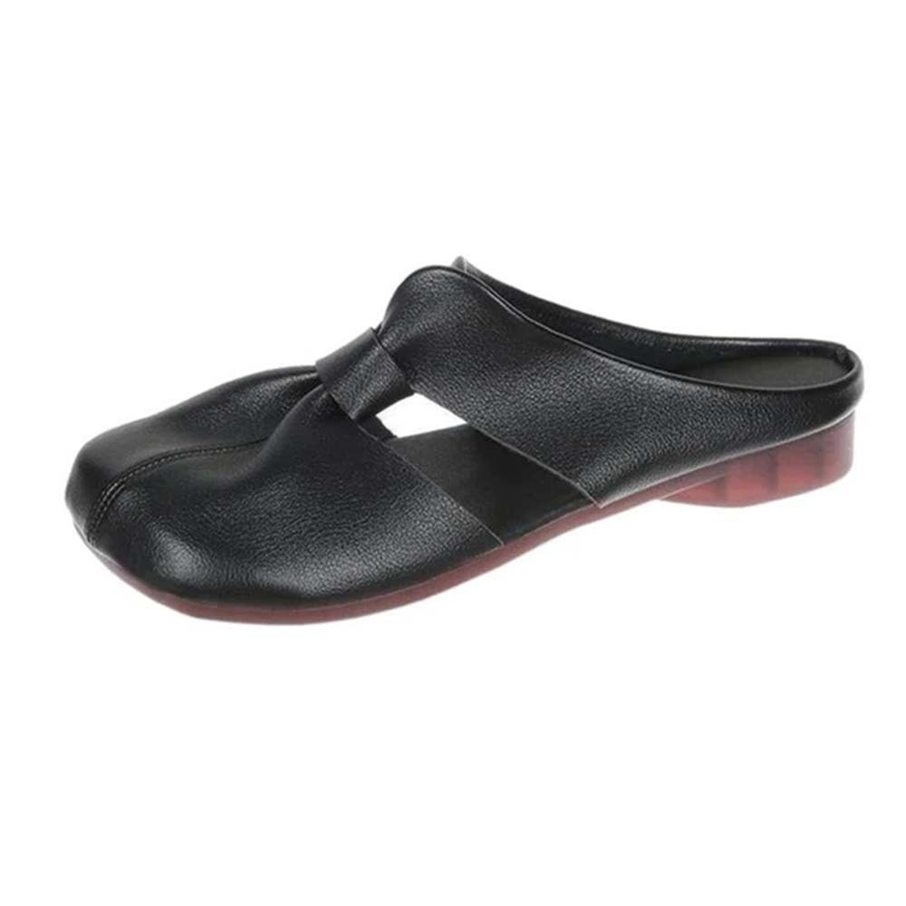 Hojanaranja Medias pantuflas mujer cómodas planas de piel