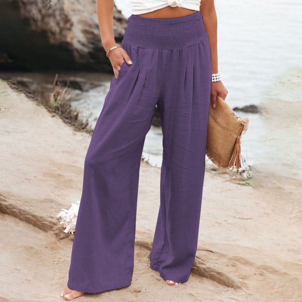Summer new women's cotton and linen casual loose wide-leg pants