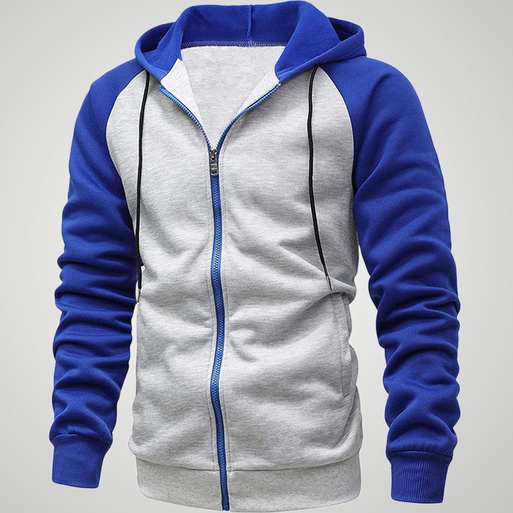 Olivoslindo Chaqueta deportiva informal con capucha para hombre con diseño de bloques de color