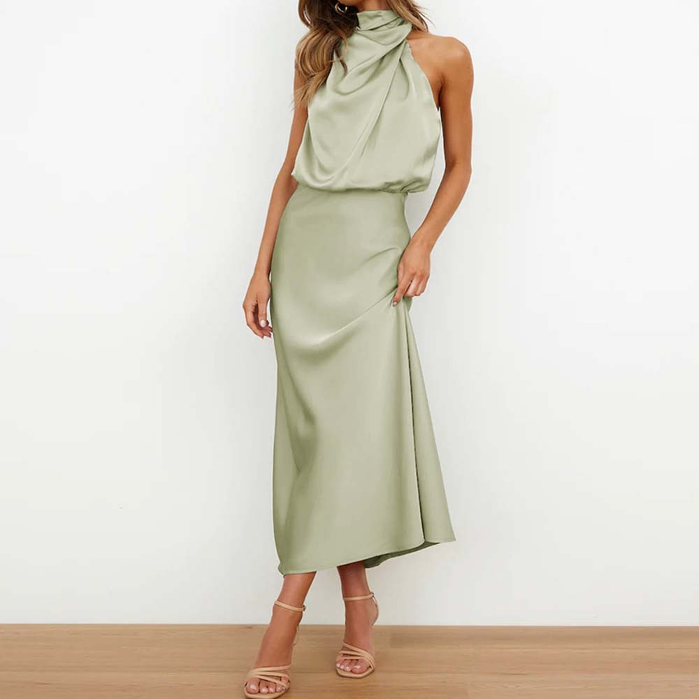 2024 New fashion satin sleeveless dress evening dress