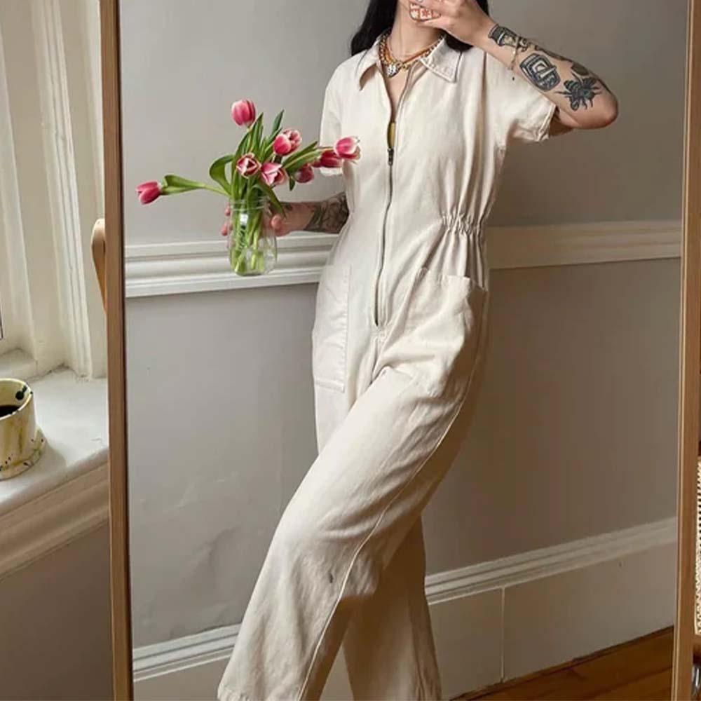 Women's practical multifunctional short-sleeved jumpsuit