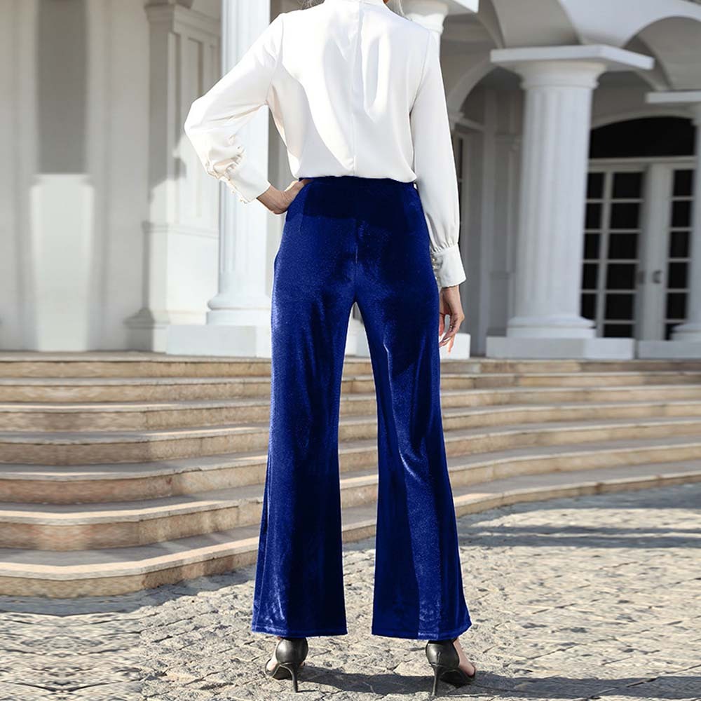 Pantalones acampanados de cintura alta de terciopelo para mujer