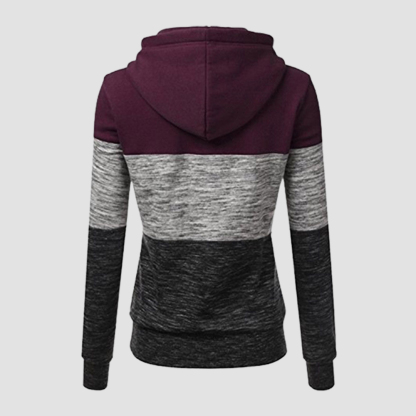 Olivoslindo Chaqueta de sudadera con capucha casual para mujer con bloque de color