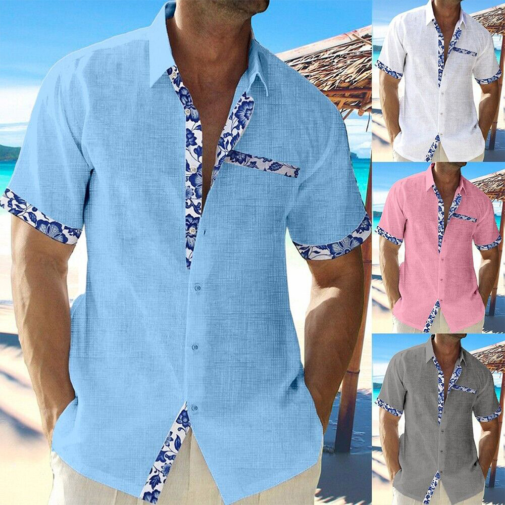 2024 Fashionable Men's Hawaiian Lapel Short Sleeve Shirt