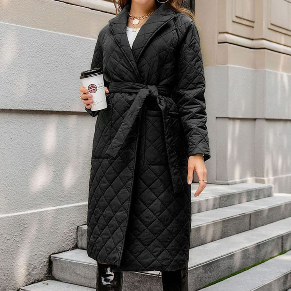 New winter women's over-the-knee mid-length cotton jacket