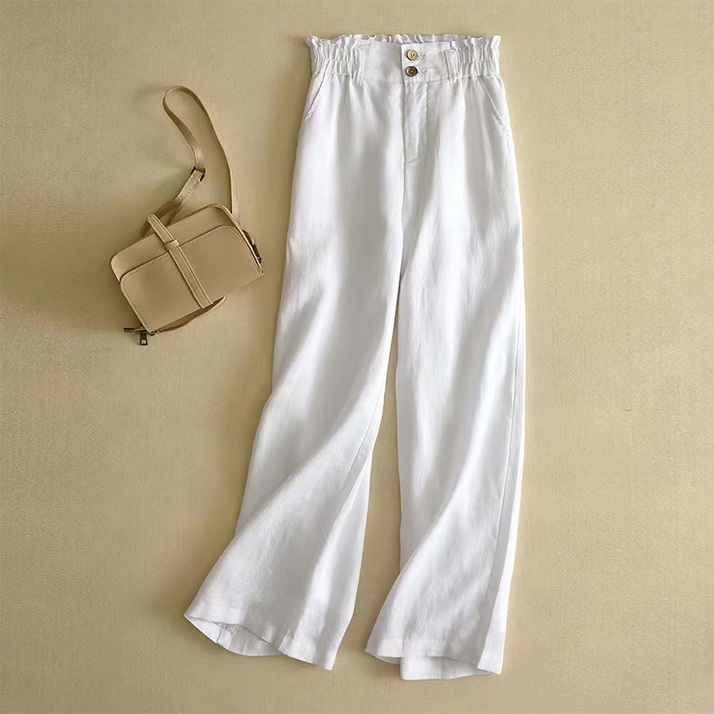 Women's Breathable and Comfortable Linen High Waisted Wide Leg Pants