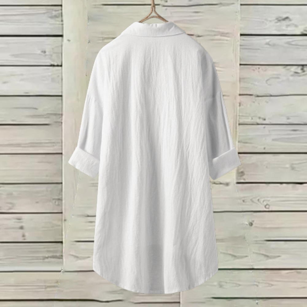 Olivoslindo Camisa casual mujer lino algodón color liso