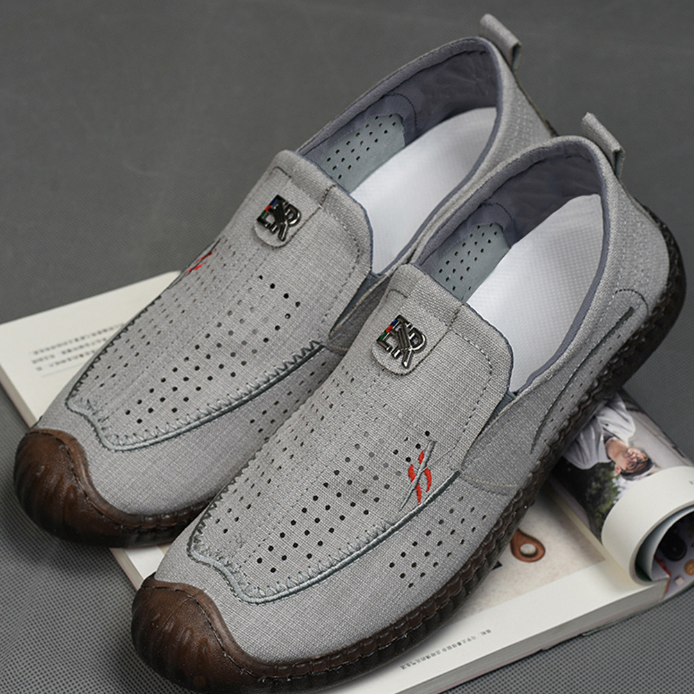 Olivoslindo Verano Nuevos zapatos casuales transpirables de tela de lino para hombres