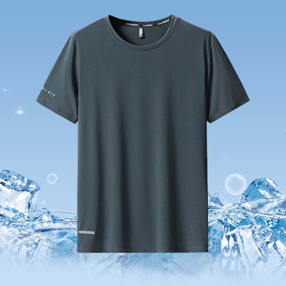 Smiledeer Men's Summer Ice Silk Quick-Drying Large Size Sports T-Shirt