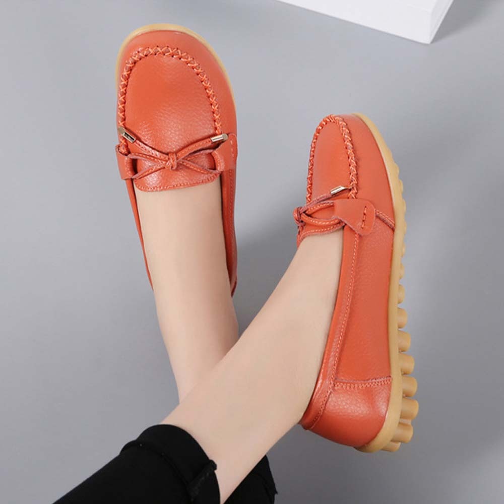 Mocasines de cuero con suela suave y transpirable para mujer Zapatos casuales