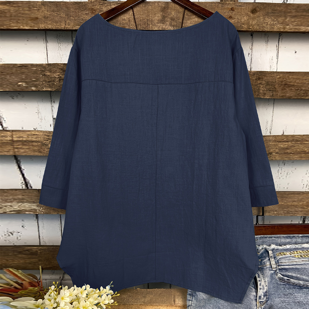 Summer Fashion Round Neck Irregular Pocket T-Shirt for Women