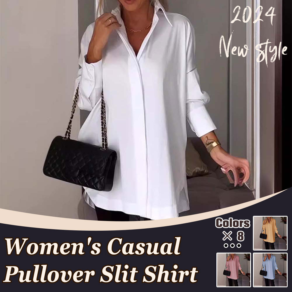 Hojanaranja Camisa de mujer de manga larga, suave y cómoda, con aberturas