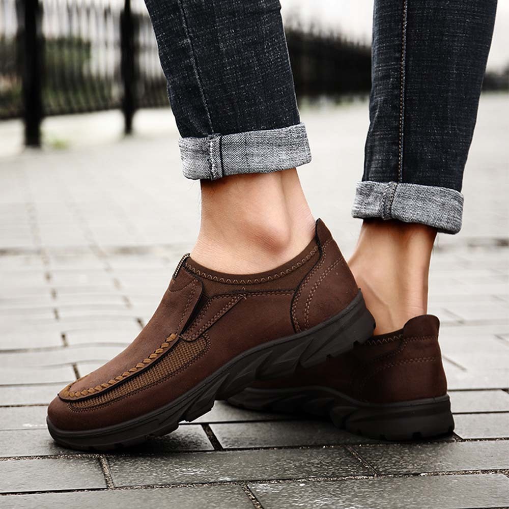 Smiledeer Men's Casual Breathable Leather Loafers