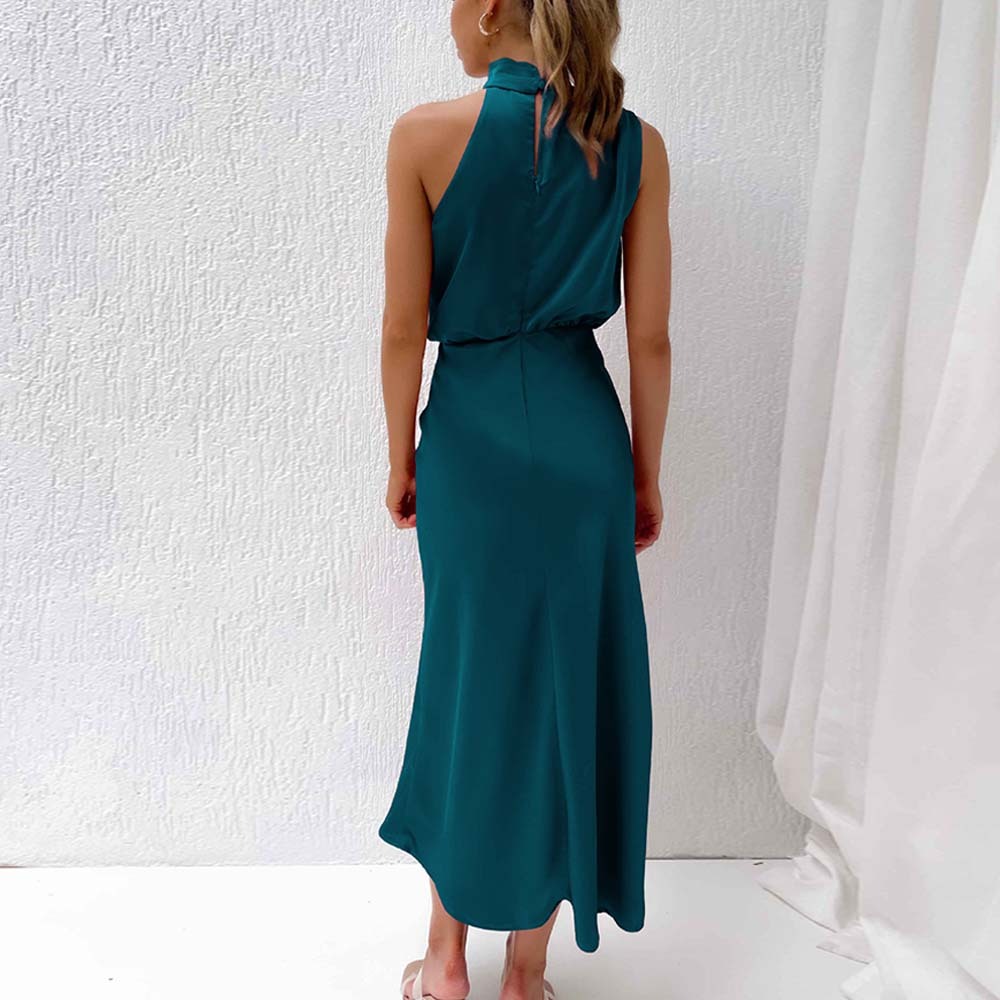 2024 New fashion satin sleeveless dress evening dress