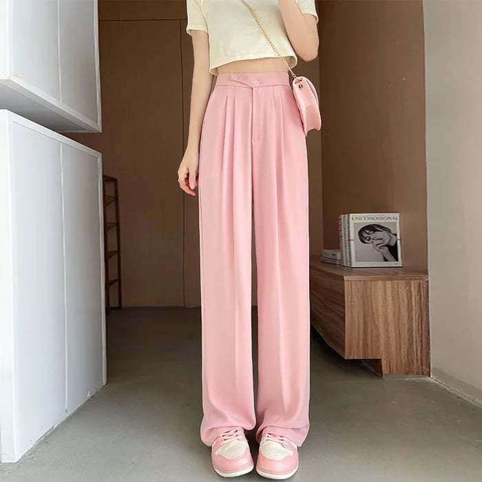 Ladies casual loose high waist suit pants