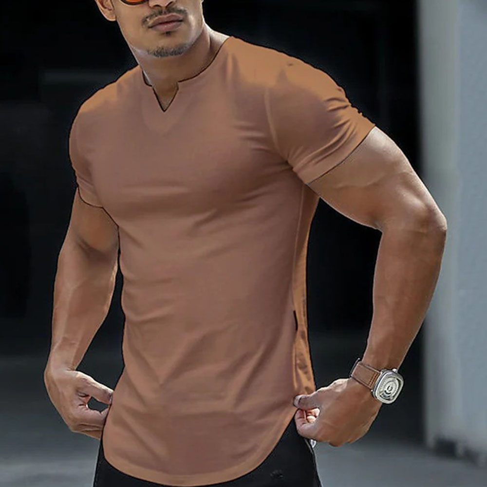 Olivoslindo Camiseta de color sólido simple transpirable casual de verano para hombres