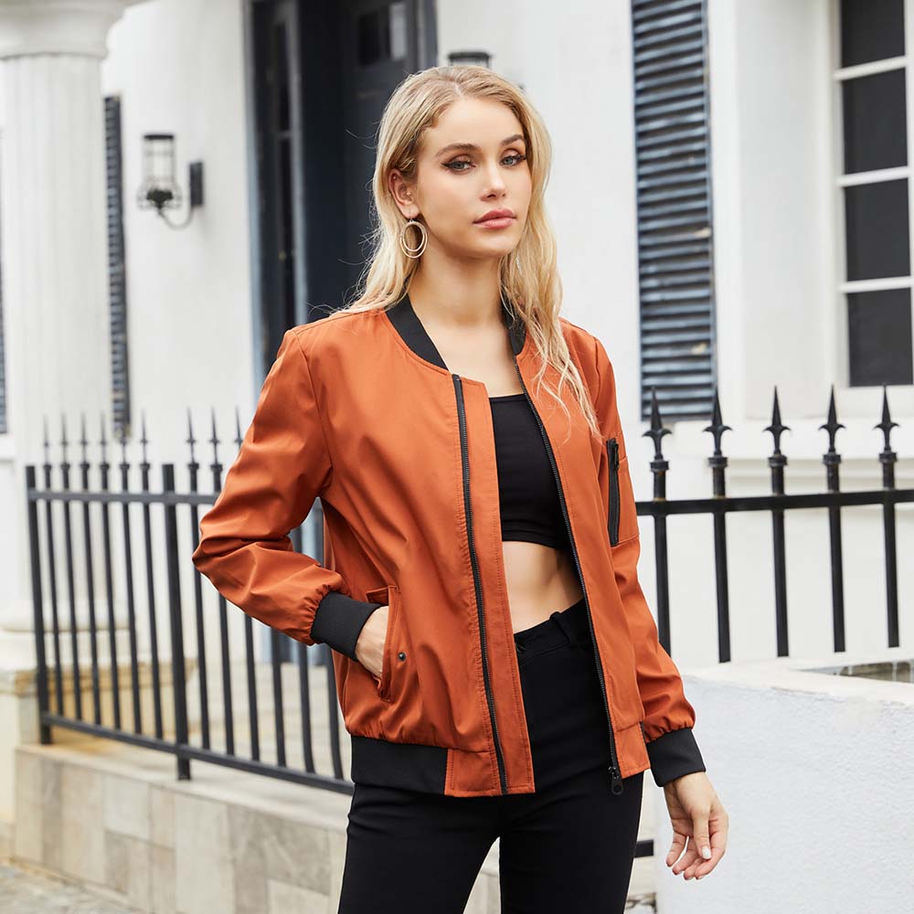 Olivoslindo 2023 primavera y otoño nueva chaqueta de vuelo informal de manga larga ajustada para mujer