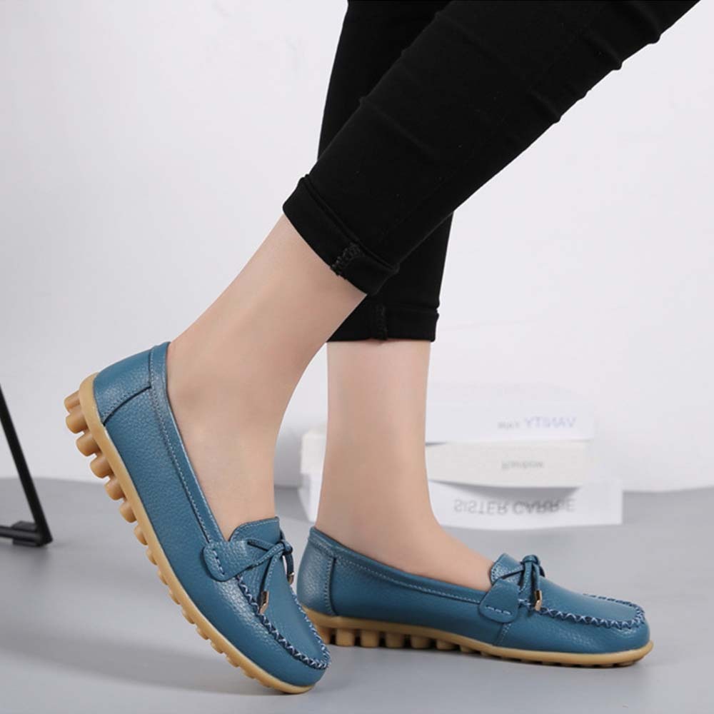 Mocasines de cuero con suela suave y transpirable para mujer Zapatos casuales