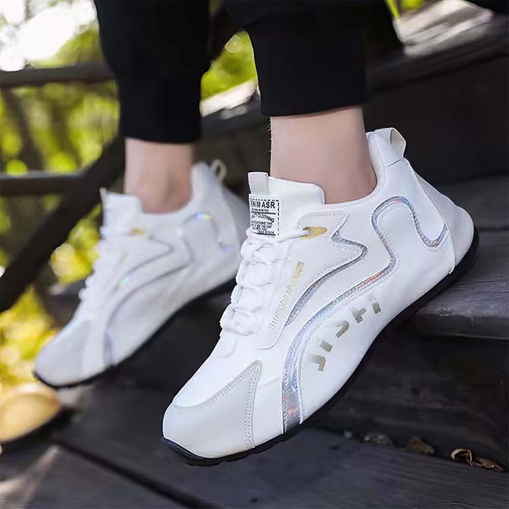 New men's leather lace-up color block sneakers