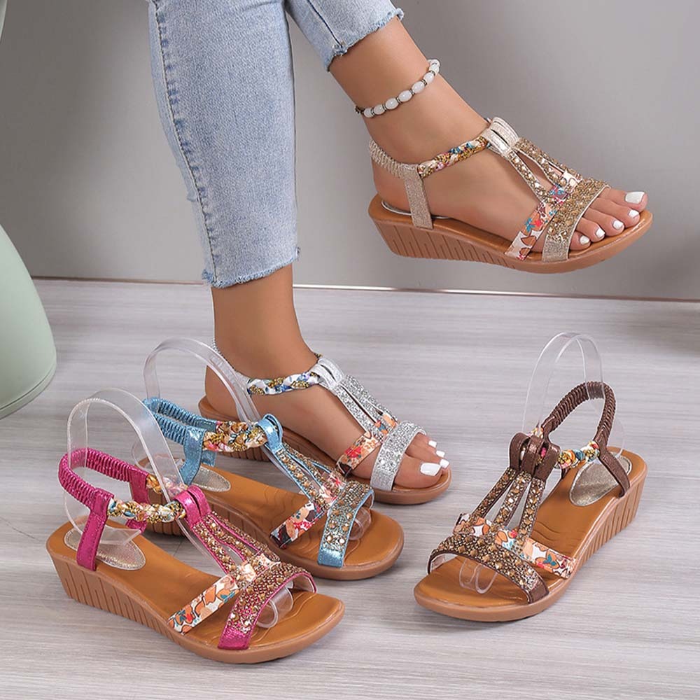 Boho Women's Fashionable Rhinestone Beach Sandals