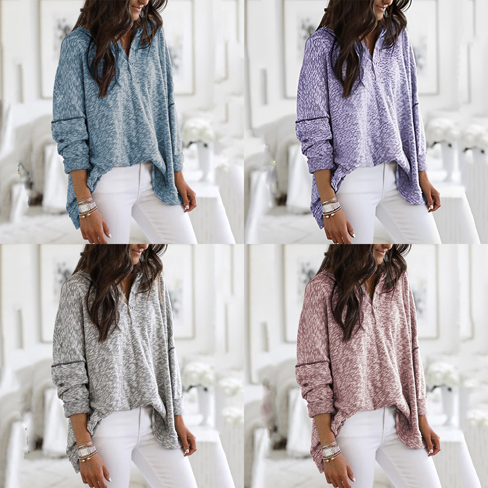 Olivoslindo Sudadera con capucha con cuello en V de moda con mangas largas y botones superiores