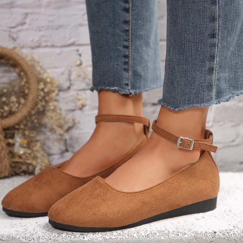 Zapatos casuales planos con hebilla cómoda para mujer