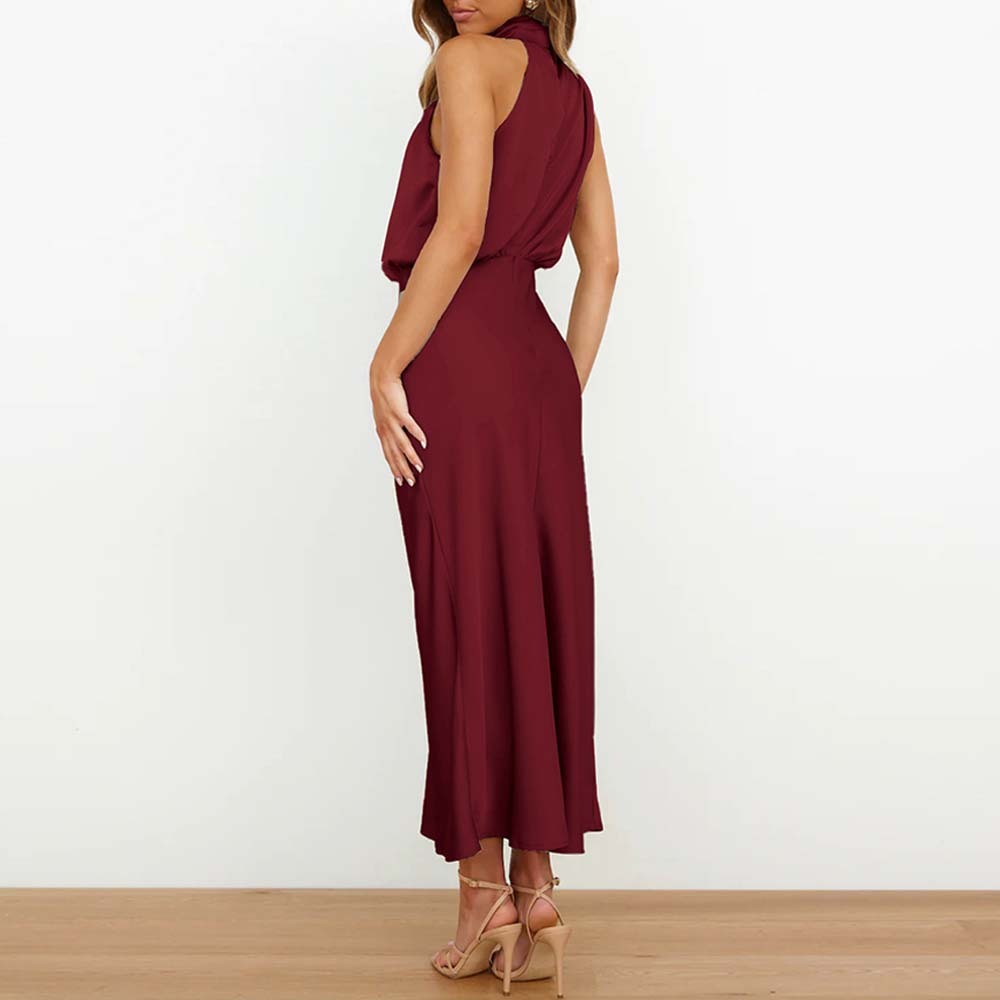 2024 New fashion satin sleeveless dress evening dress