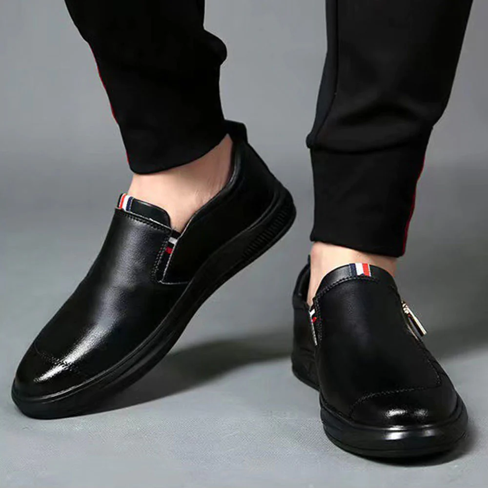 Olivoslindo Mocasines con cremallera de moda transpirable para hombres de estilo británico