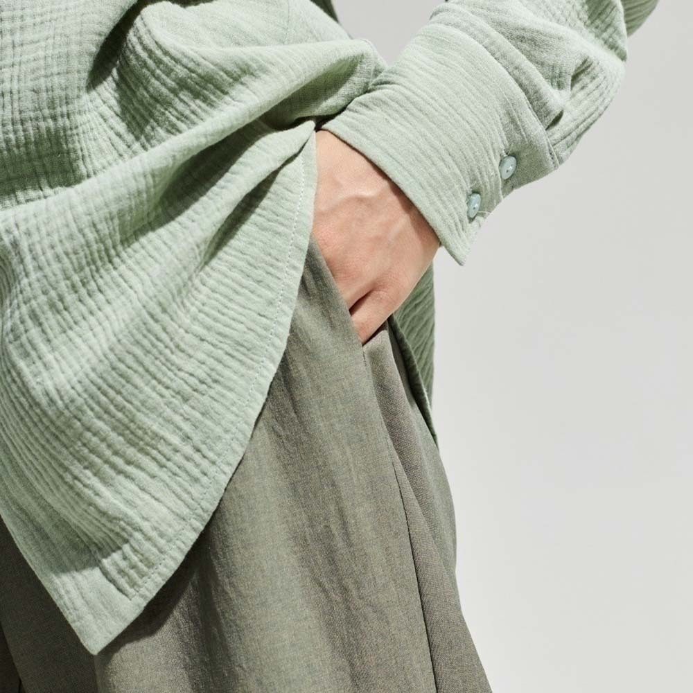 Camisa cómoda de manga larga de algodón para mujer