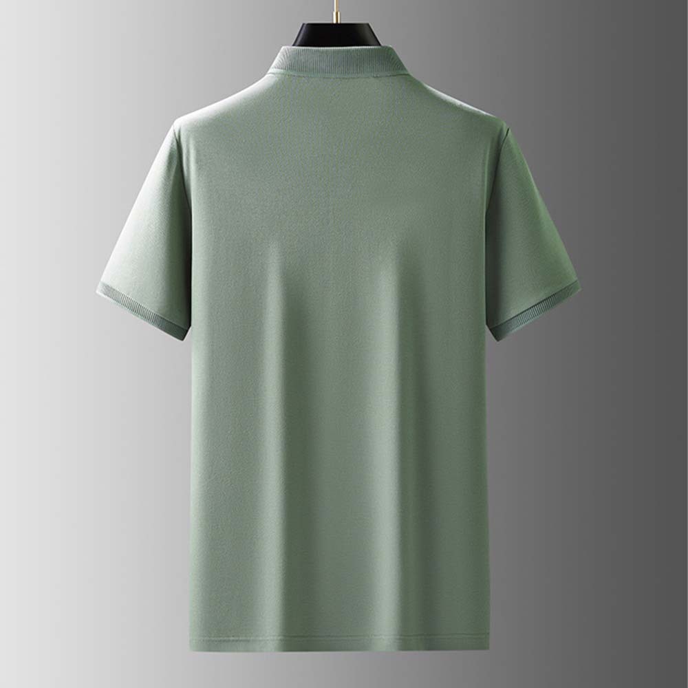 Men's new breathable mulberry silk short-sleeved business polo shirt