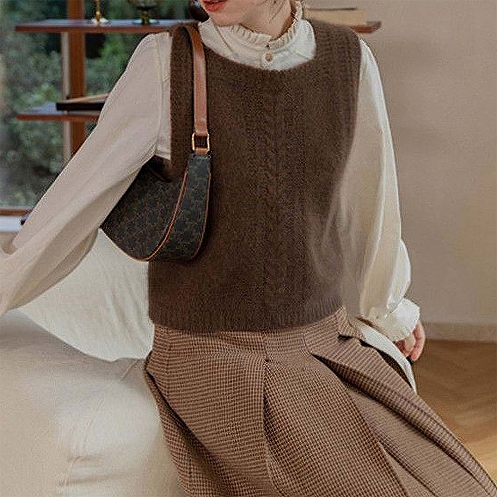 Olivoslindo™️ Chaleco de punto con cuello cuadrado para mujer de primavera y otoño